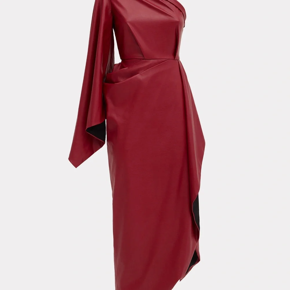 Julia Allert Red Soft Faux Leather Midi Dress